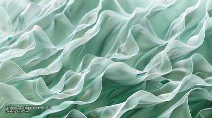 Fototapeta premium Fabric ripples in soft mint green create a flowing abstract texture that suggests elegance and movement.
