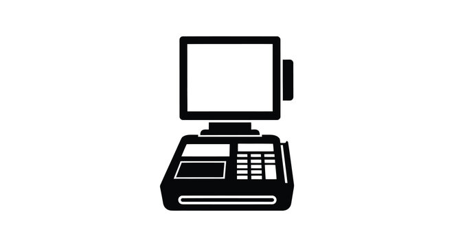 Cash register silhouette on a white background a flat graphic representation