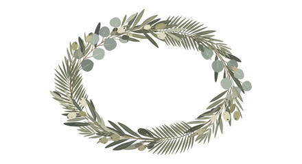 Elegant olive branch and eucalyptus leaf wreath © jidan
