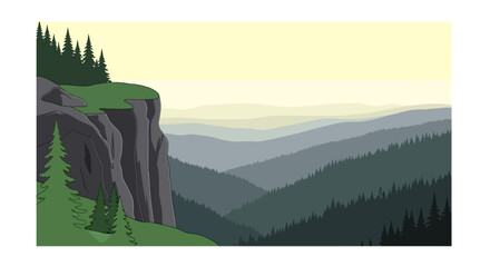 Panoramic mountain valley view from high rocky cliff © riko