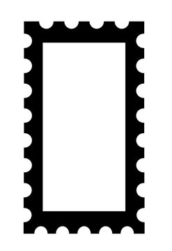 Vintage postage stamp frame design with scalloped edges as transparent object