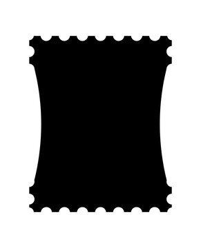 Black rectangular postage stamp shaped silhouette as PNG element
