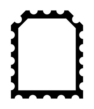 Perforated rectangle postage stamp border frame template as cut out PNG