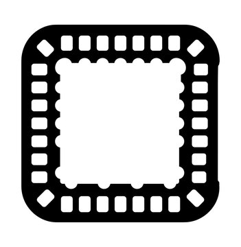 Square integrated circuit chip microprocessor outline icon as transparent PNG