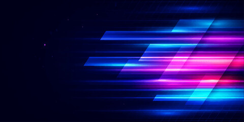 Obraz premium Futuristic Abstract Blue Technology Background with Glowing Digital Lines, Geometric Motion Pattern and 3D Vector Design for Modern Business Web Wallpaper