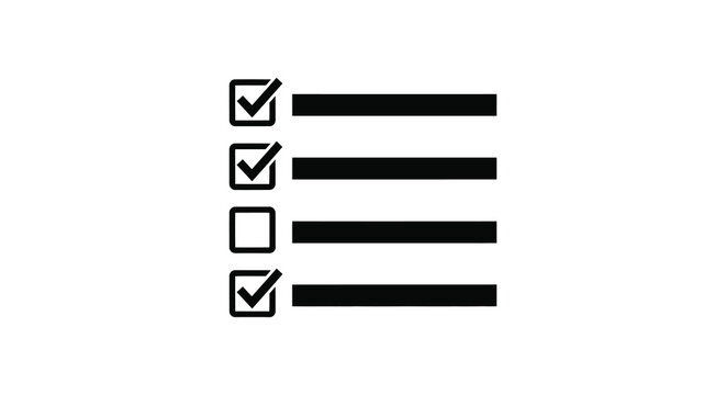 Checklist with completed and incomplete tasks black and white silhouette items
