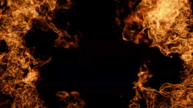 The flame moves naturally along the edges of the frame; the tongue of the flame travels around the perimeter, making it suitable for visual effects