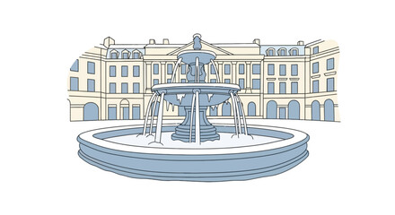 Classic stone fountain in a european city square © afriza