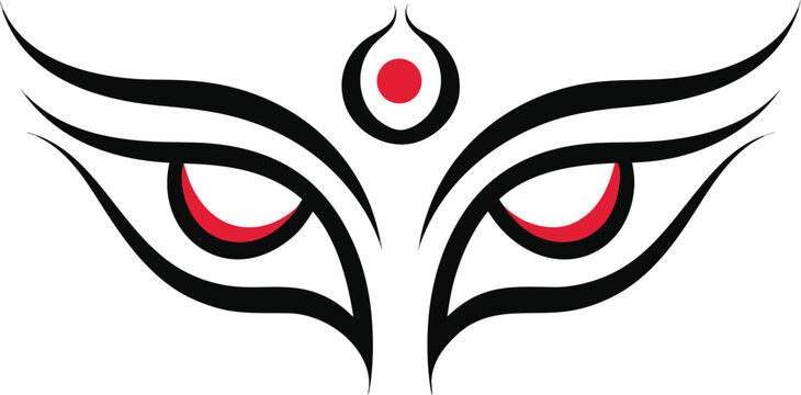 Goddess Durga Eyes Abstract Vector Illustration