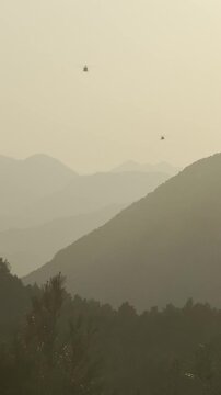 Aerial view of wildfire suppression