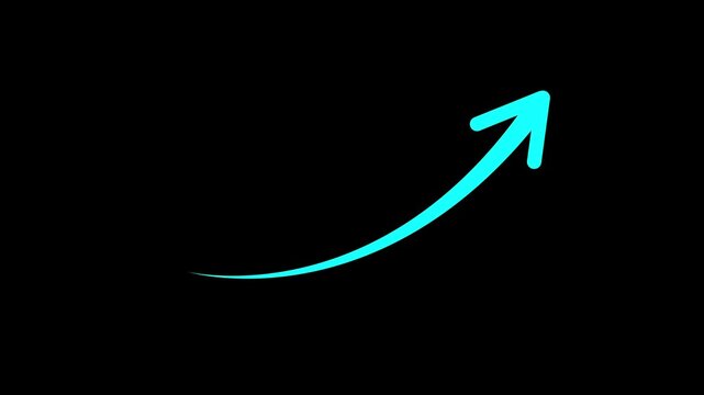 Animated upward white arrow symbolizing business growth and success, created in 4K resolution with alpha channel for flexible overlay use in presentations and videos