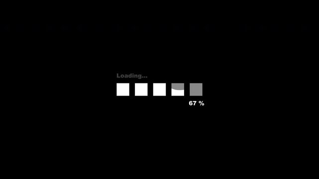 Creative Loading UI Animation Bar Rectangle Shape With Effect Water Up and Percentage Clean White Transparent Background
