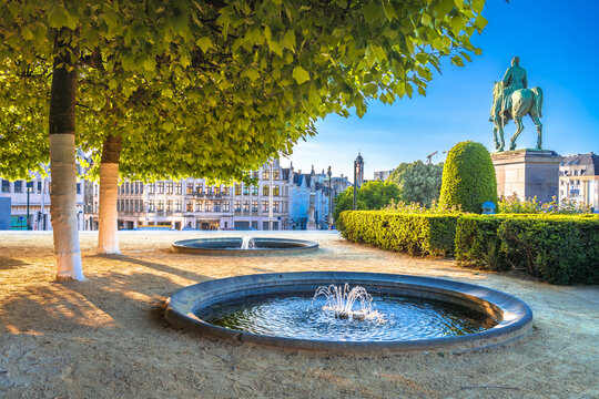 Bruxelles, Belgium. Scenic view of Brussels Mont des Arts park