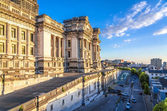 Bruxelles, Belgium. Grande Roue Palace of Justice in Brussels city view