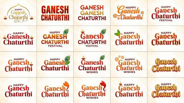 Happy Ganesh Chaturthi Typography, Ganesh Chaturthi Calligraphy Taxt for Indian Festival. Social Media Post, Web Banner, greeting cards,print,t-shirts,posters and 