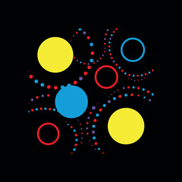 Vibrant abstract design with colorful circles on black background