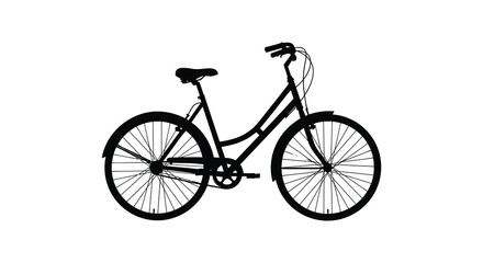 Fototapeta premium Classic bicycle with fenders and curved handlebars black silhouette bike cycling