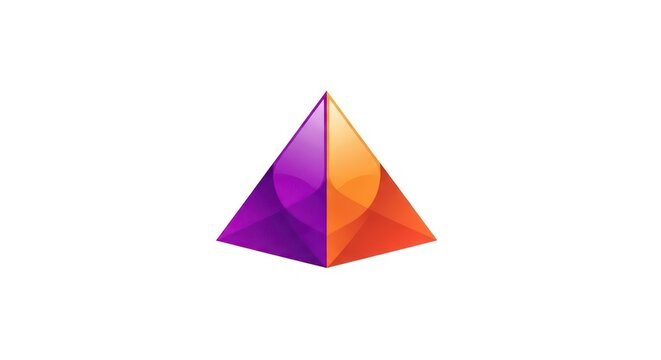 Glossy purple and orange geometric pyramid