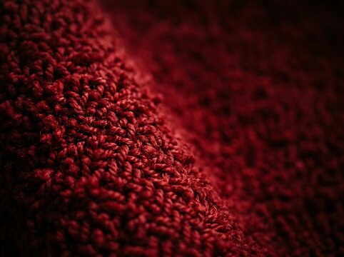 Burgundy red cotton towel texture, soft terry cloth fabric close up, warm maroon textile background for spa and bathroom concepts