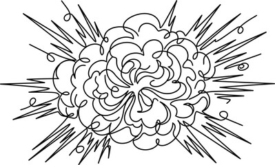 Continuous line drawing of a comic book style explosion effect. © Elv1805