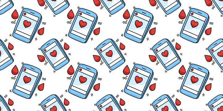 blue blood donation bag healthcare medical seamless pattern