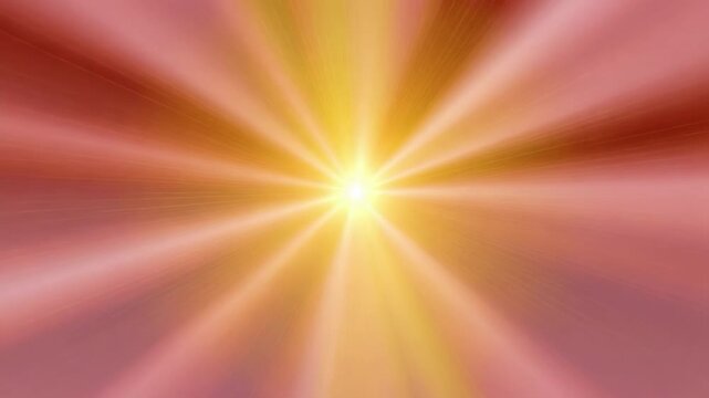 Bright point radiating golden rays across red abstract field