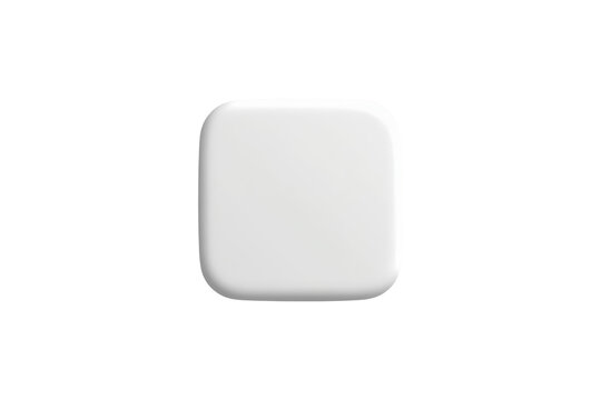 White 3d rounded square icon placeholder with neumorphism style for app button or ui element, transparent background