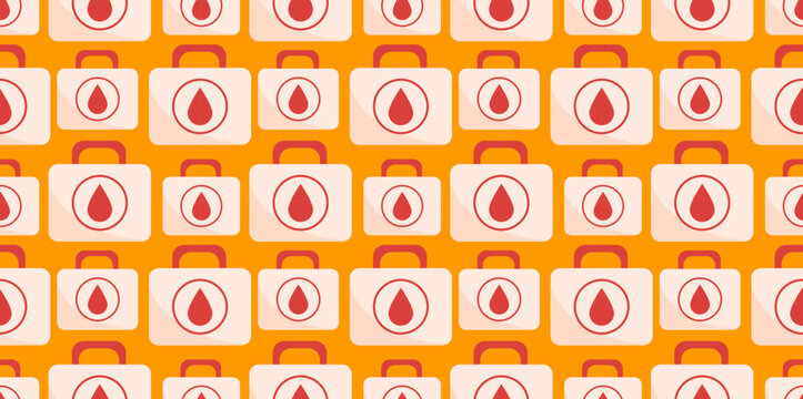 minimalist red blood donation bag seamless repeat pattern