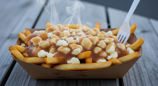 Canadian Poutine With Cheese Curds And Gravy
