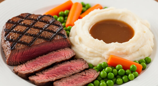 Steak and Mashed Potatoes with Gravy Comfort Steak Dinner