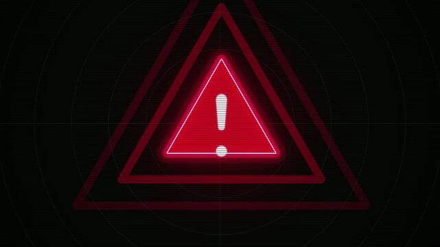 red critical. Red digital warning triangle with exclamation mark symbol