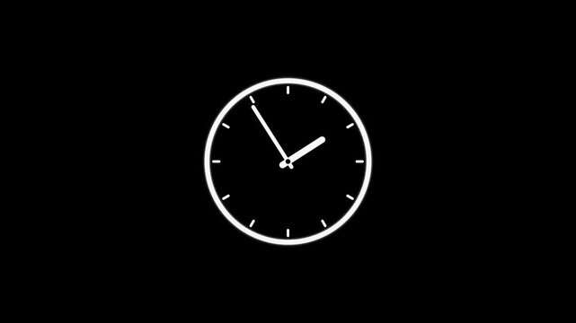 Simple watch. Minimalist white analog clock face on solid black background