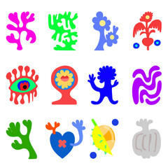 Fototapeta premium Vector, Vector Set, Abstract Art, Beauty, Aesthetic, Decorative, Ornament, Cute, Bright, Vibrant, Colorful, Playful, Freeform Shapes, Organic Shapes, Modern Design, Contemporary Art, Creative, Artisti