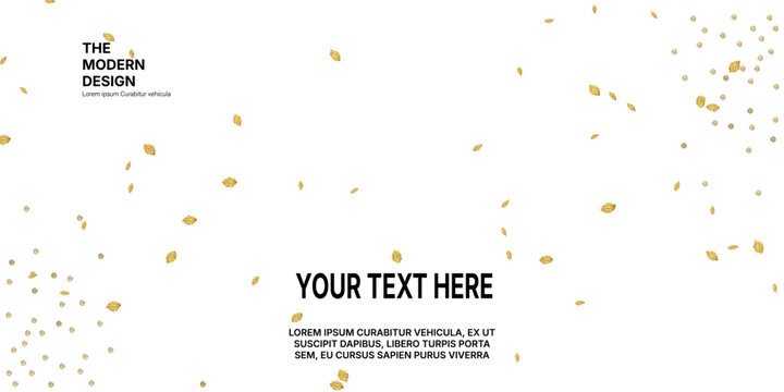 Luxury elegant horizontal poster design,Modern minimalist banner ,Clean corporate presentation flyer layout, abstract gold confetti glitter elements on pastel beige background vector