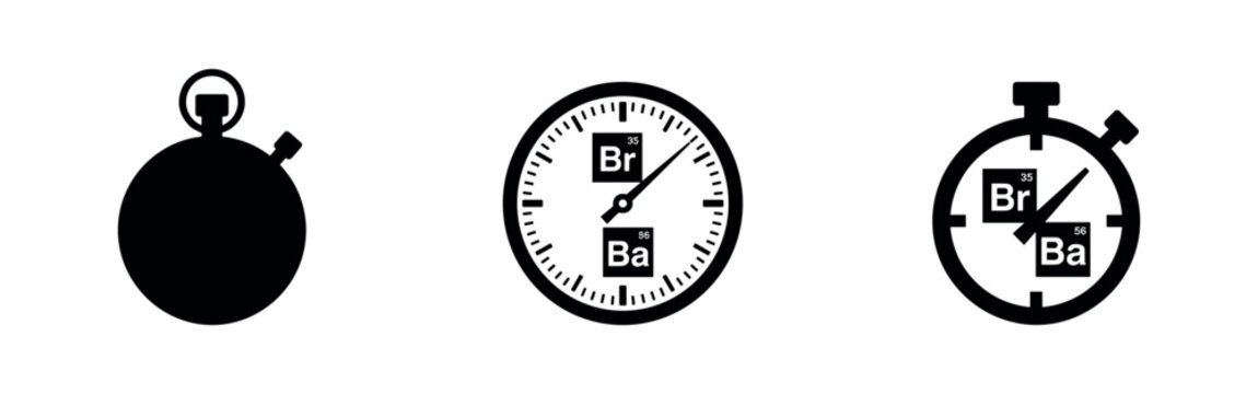 Chemistry Timer and Stopwatch Icons Set