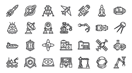 Space technology and planetary rover exploration icon set © muhammad