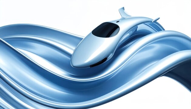 Abstract blue metallic waves with sleek aerodynamic shape.