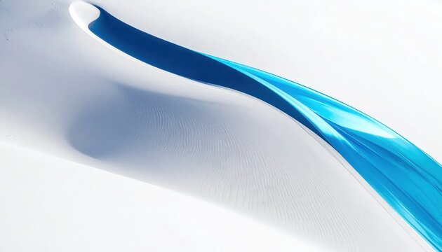 Abstract blue ribbon wave on white background.
