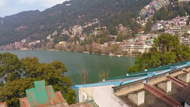 Scenic Elevated View of Naini Lake from Tallital in Nainital