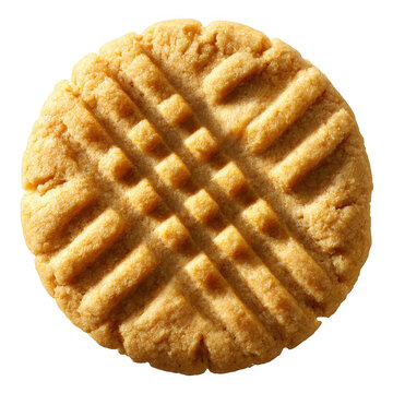 Golden brown baked cookie isolated on transparent background