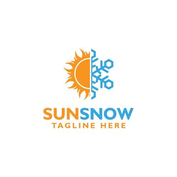 Hot and cold symbol. Sun and snowflake logo icon isolated on white background