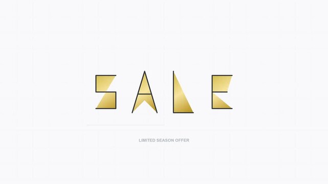 Animated Gold Geometric SALE Typography on White Background