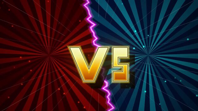 Versus screen. Red and Blue Versus VS Screen with Sunburst Background