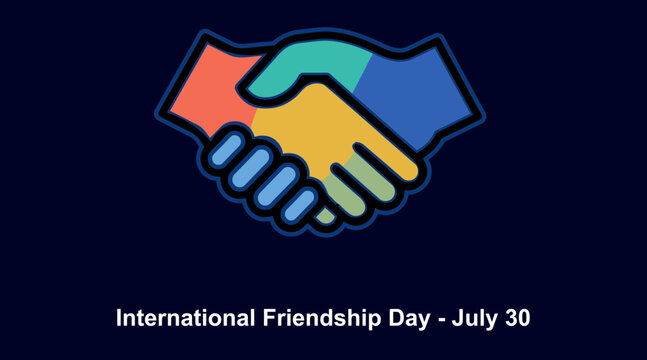 Colorful handshake symbolizing friendship and unity. Celebrating International Friendship Day with diverse hands clasped together.