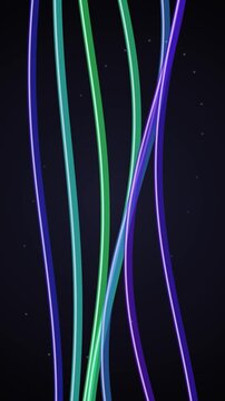 Colorful Light Ribbons Streaming Across Dark Background