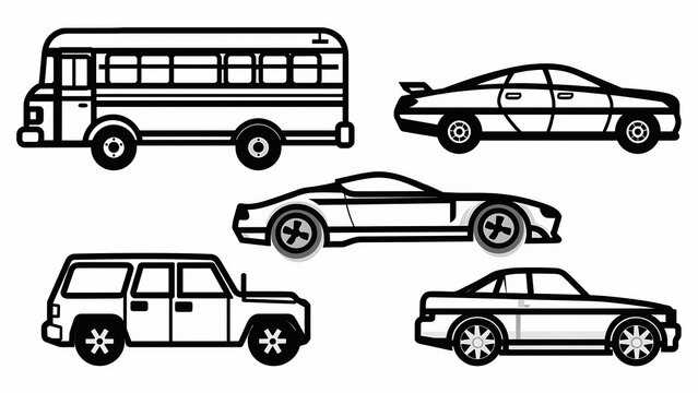 Five different car models