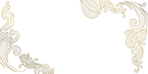 Luxury vintage floral frame with elegant golden line ornament, botanical leaves, art deco details. Book covers, wedding invitation, greeting card, banner, packaging, certificate © marylia17