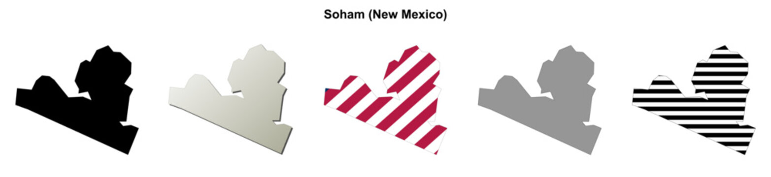 Soham (New Mexico) blank outline map set