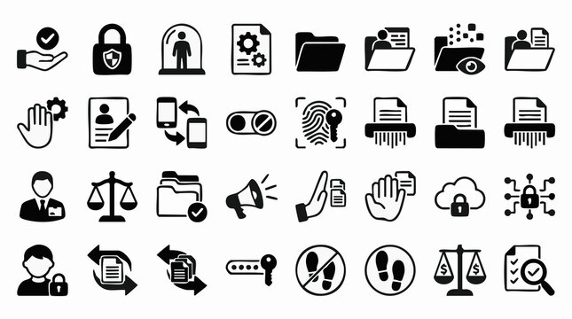 Data Security, Privacy, and Information Protection Icon Set