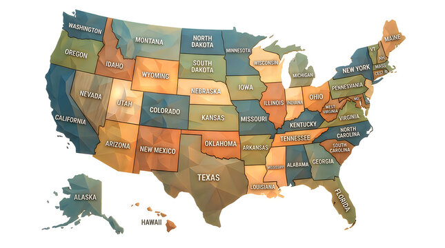 Detailed us map with state names educational geography resource for classrooms and offices vector illustration